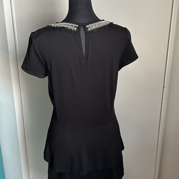 Banana Republic Dressy Jewel Embellished Neck Tailored Peplum Blouse - Picture 7 of 11